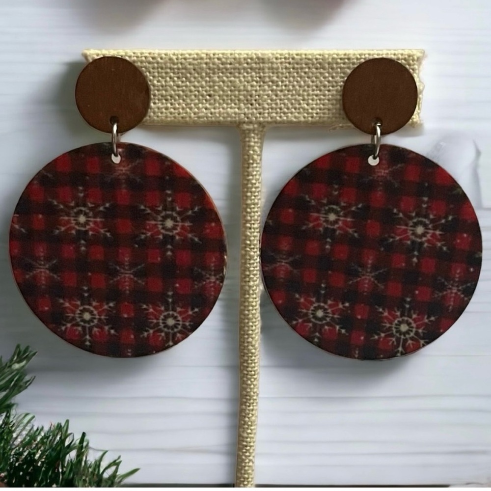 1/$8 or 3/$12 Christmas Pierced Post Earrings Buffalo Checks Plaid Snowflakes